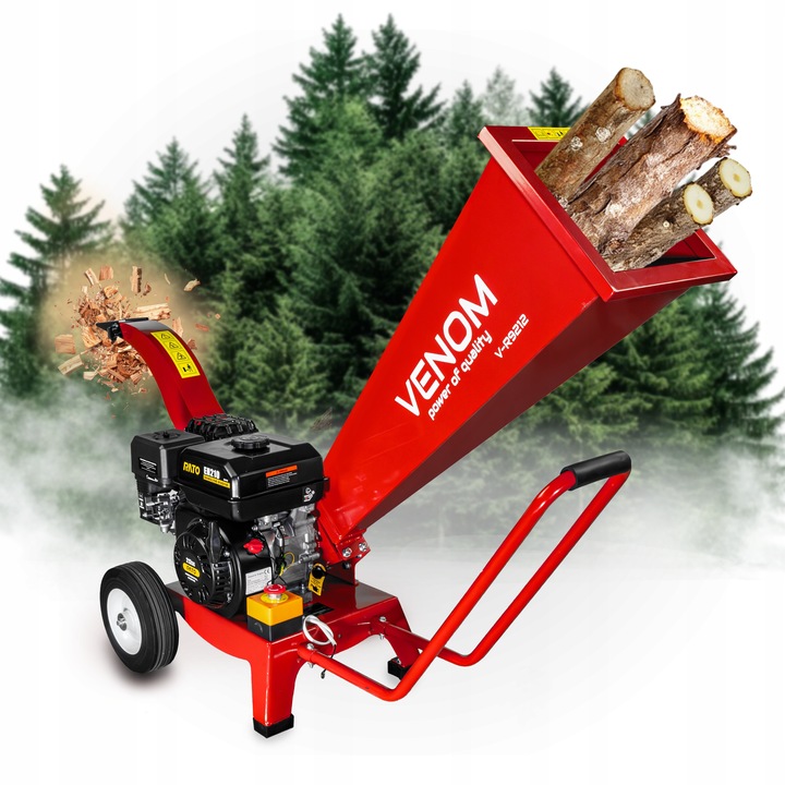 MOCNY ROZDRABNIACZ DO GALEZI SPALINOWY MAX 60MM SILNIK 212CC 2xNÓŻ