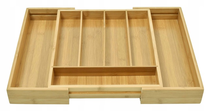 WKŁAD DO SZUFLADY NA SZTUĆCE BAMBUSOWY DREWNIANY ORGANIZER ROZSUWANY