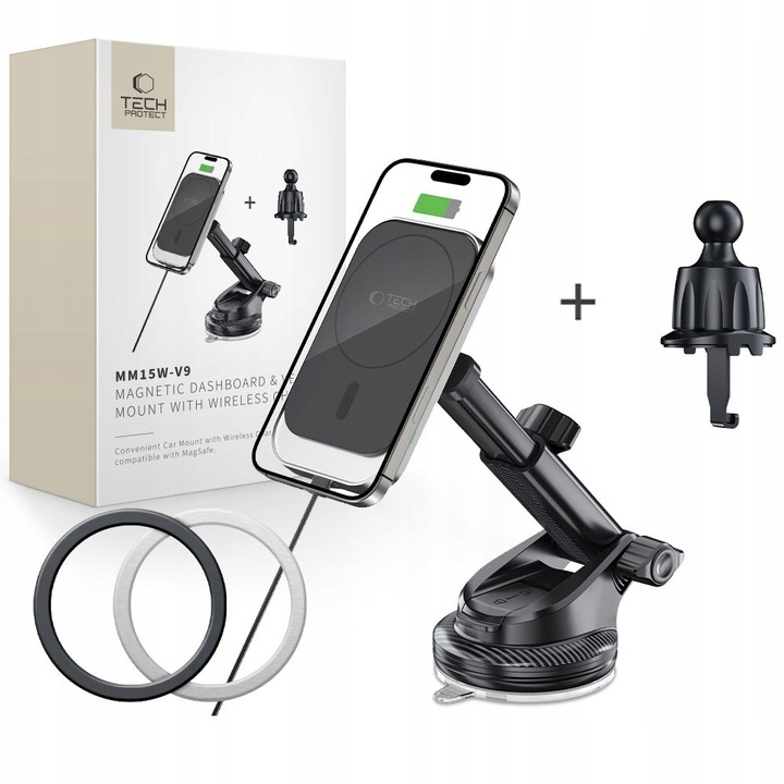 UCHWYT SAMOCHODOWY ŁADOWARKA INDUKCYJNA DO MAGSAFE DO IPHONE 12 13 14 15 16