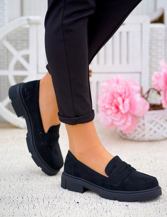 Czarne Zamszowe Mokasyny Na Grubej Podeszwie Palmss 39