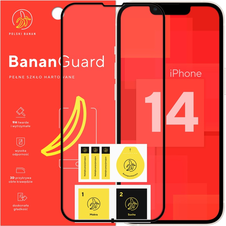 Szkło hartowane 5D BananGuard pełne do Apple iPhone 14