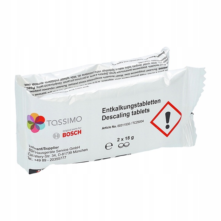 Tabletki odkamieniające do ekspresu Bosch Tassimo TCZ6004