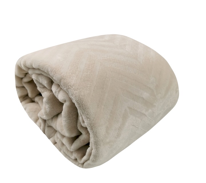 KOC GRUBY NARZUTA DWUSTRONNA CIEPŁA na PREZENT dla CÓRKI 200x220 CM BEŻOWY