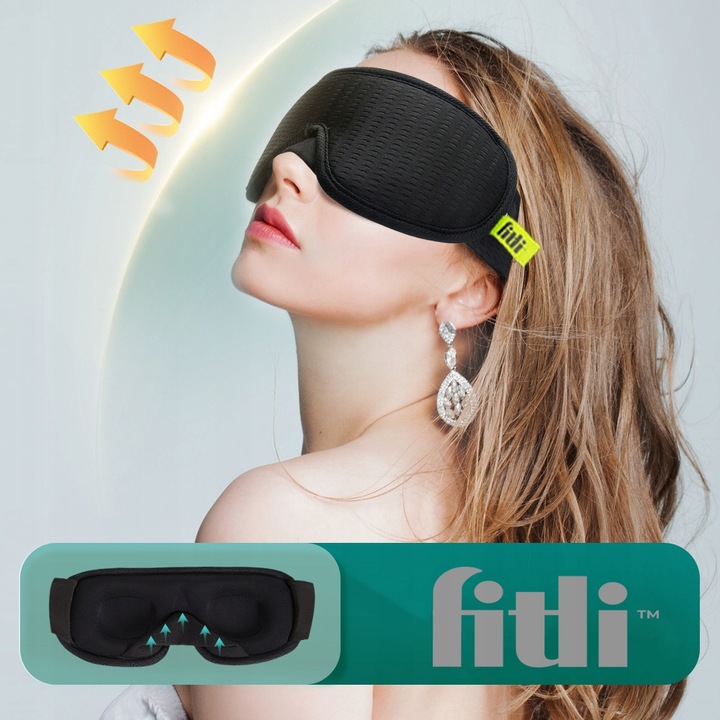 OPASKA NA OCZY DO SPANIA 3D Maska Zaciemniająca Regulowana MEMORY CZARNA