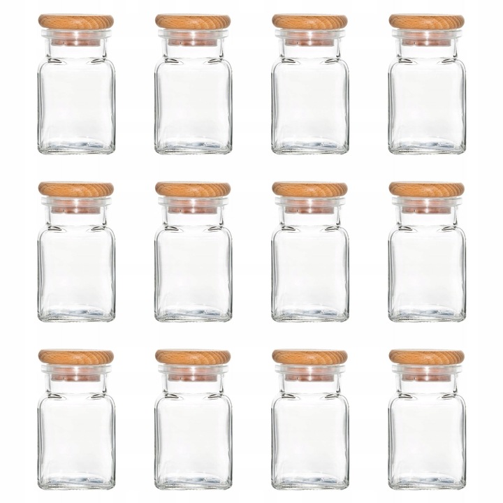 150ml słoik szklany SŁOICZEK na przyprawy z drewnianym wieczkiem 12