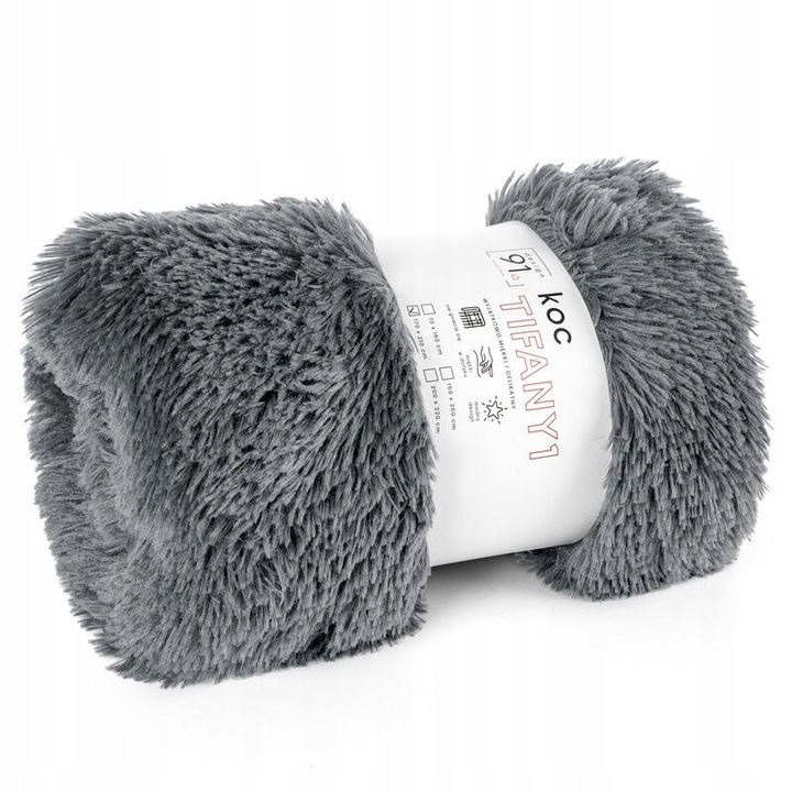 Koc narzuta włochacz 150 cm x 200 srebrny