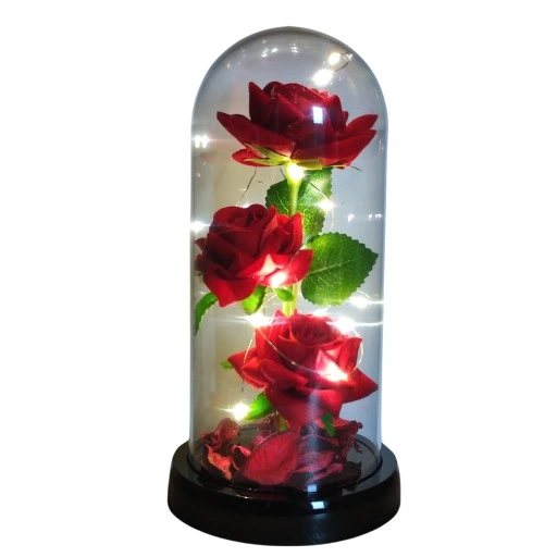WIECZNA RÓŻA W SZKLE PREZENT NA DZIEŃ BABCI PUDEŁKO ŚWIECĄCA LED +KABEL USB