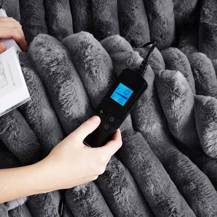 Koc elektryczny DUŻY 180x160 Mata grzewcza Yoer pilot LCD gruby 160W +Timer