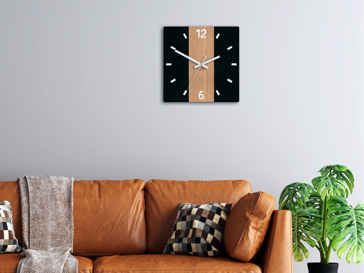 Drewniany Cichy zegar na ścienę PRIMO Satin 3D, 30 cm