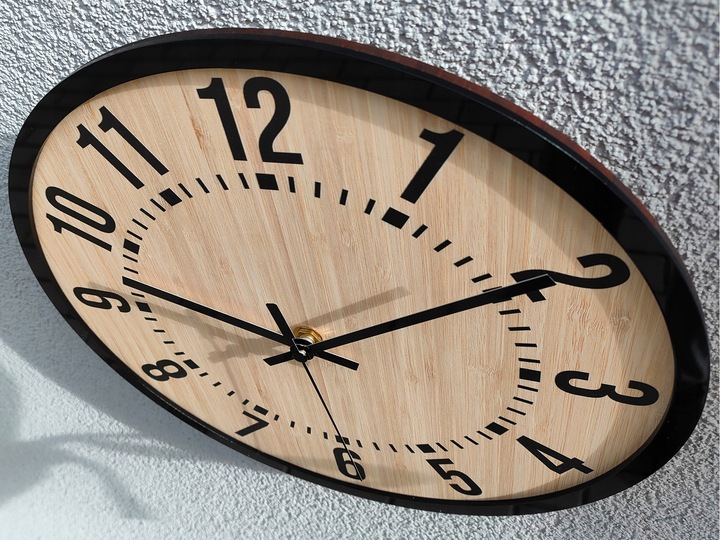 Zegar ścienny Bruno cichy czytelny Bambus Loft