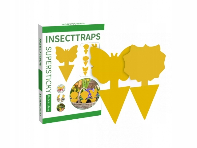 12x ŻÓŁTY LEP DO DONICZEK MOTYL na ziemiórki mszyce muszki owocówki owady