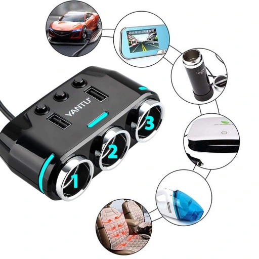 ROZDZIELACZ GNIAZDA ZAPALNICZKI 12V/24V ŁADOWARKA 3.1A + WOLTOMIERZ