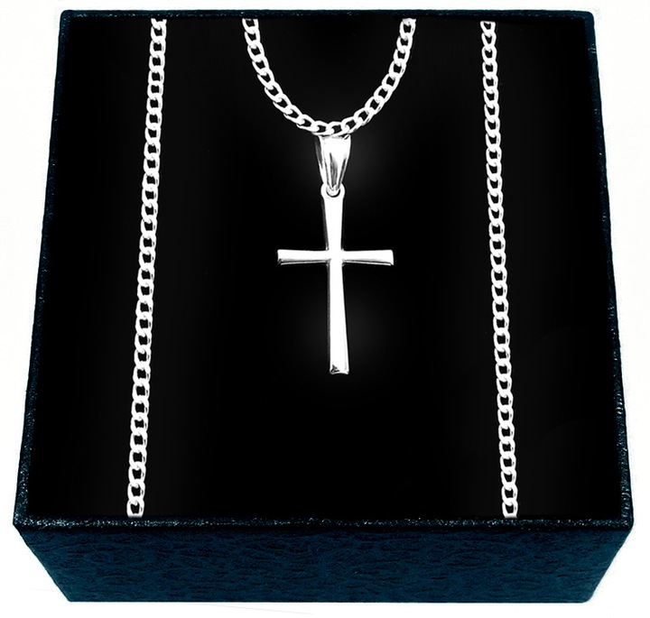 ŁAŃCUSZEK SREBRNY MĘSKI Z KRZYŻYKIEM SREBRO PRÓBY 925 K3/50cm