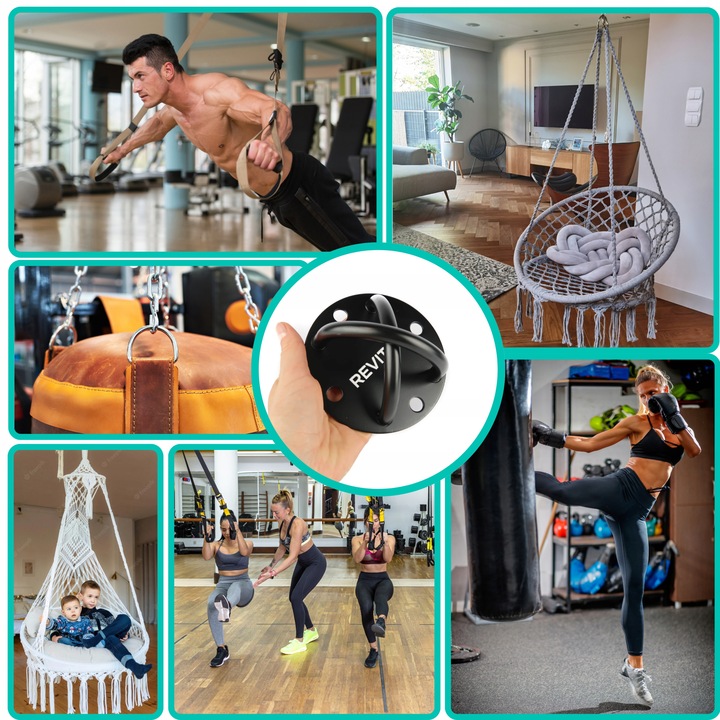 HAK MOCOWANIE SUFITOWE STALOWY UCHWYT DO MONTAŻU PASÓW TRX HUŚTAWKI WORKA