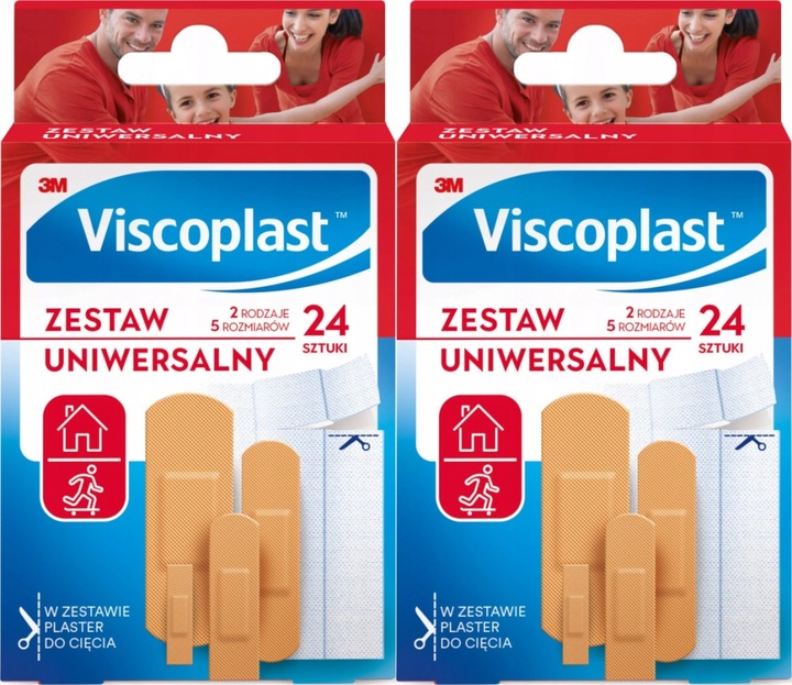 VISCOPLAST Zestaw plastrów uniwersalnych 24 SZTUKI MIX ROZMIARÓW x 2 opak