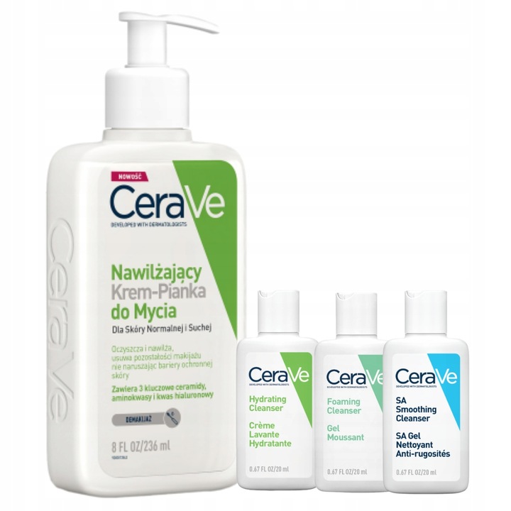 CeraVe Nawilżający Krem-Pianka do Mycia 236ml + GRATISY