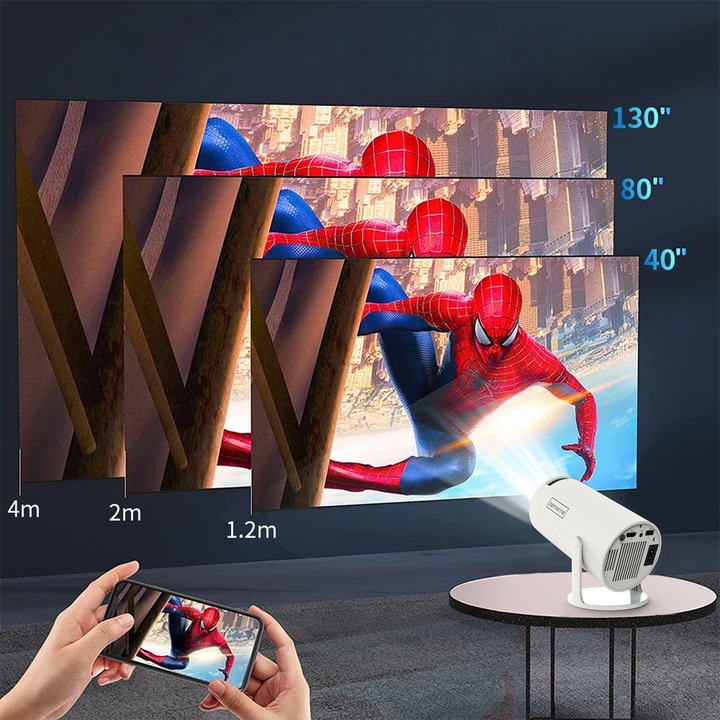 PRZENOŚNY MINI PROJEKTOR ANDROID WiFi RZUTNIK 360 FULL HD 4K Bluetooth