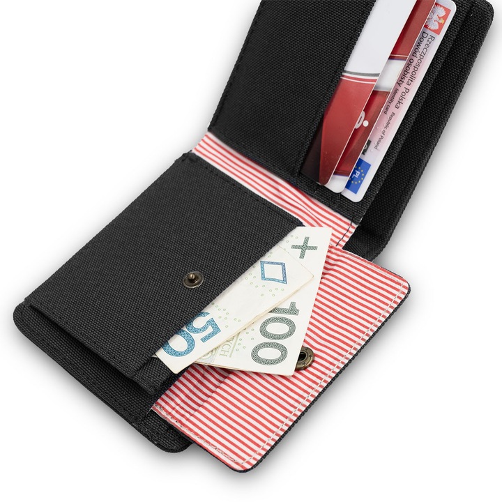 Portfel Męski Parciany STRONG Mały i Pojemny CZARNY Pako Jeans