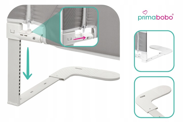 PRIMABOBO Barierka do łózka VELVO 140cm, osłona ochronna dla dzieci