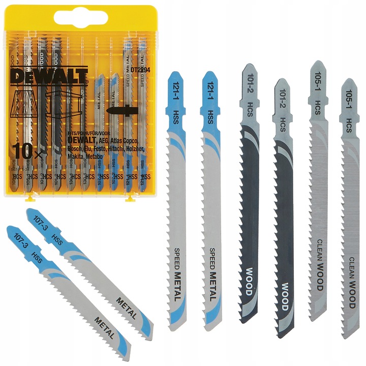 DEWALT ZESTAWY BRZESZCZOTÓW DO WYRZYNAREK DREWNA I METALU 10 SZTUK