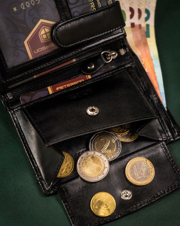 PETERSON portfel skórzany męski RFID antykradzieżowy skóra