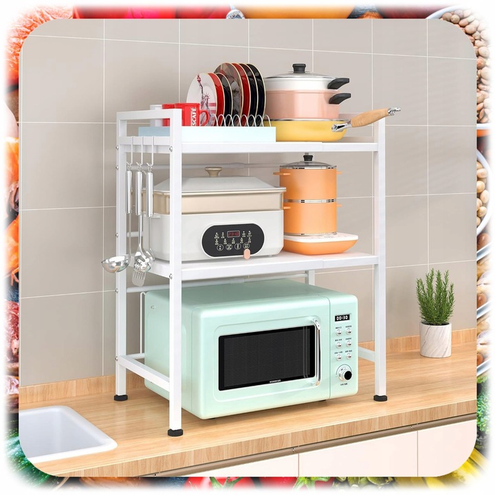 PÓŁKA NA MIKROFALÓWKĘ STOJAK REGAŁ KUCHENNY PRZYPRAWY REGULOWANA