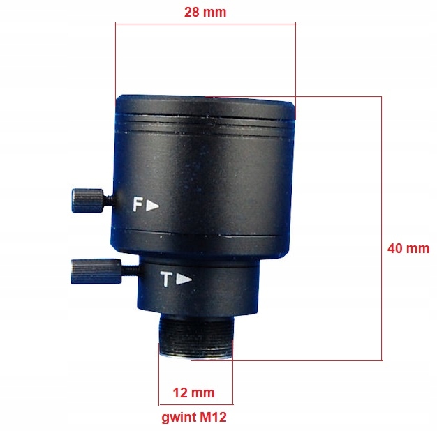 OBIEKTYW MINI M12 REGULOWANY ZOOM OGNISKOWA 4-9 mm