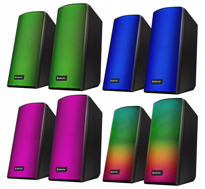 GŁOŚNIKI 2.0 DO LAPTOPA PC KOMPUTEROWE GAMINGOWE LED RGB USB 5V 8W DEFENDER