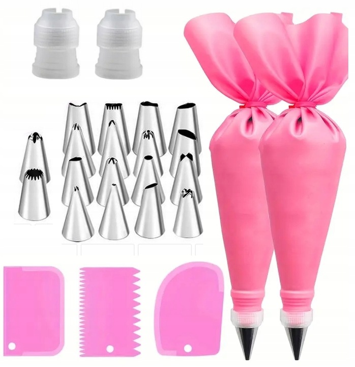 Tylki Cukiernicze 2x RĘKAW CUKIERNICZY DEKORATOR TORTÓW Skrobka Tortu 24 el