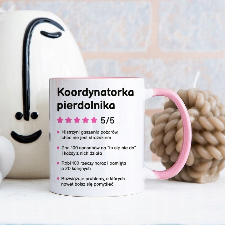 Kubek Różowy Prezent Dla Kierowniczki Szefowej KOORDYNATORKA PI*RDOLNIKA