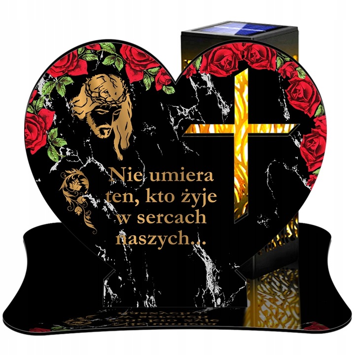 SOLARNY ZNICZ LED AŻUROWY PODSTAWKA STATUETKA NA CMENTARZ GRÓB DUŻA