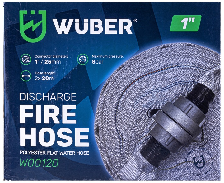 WĄŻ STRAŻACKI DO POMPY BIAŁY FAST-FIX MOCNY DŁUGI DO WODY SZAMBA 1" 20M