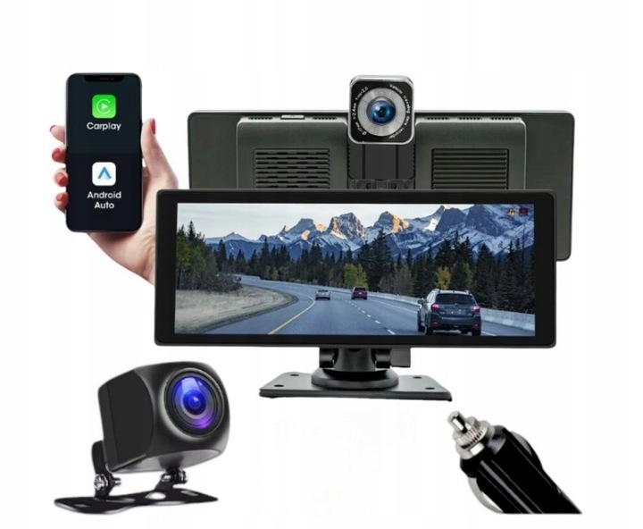 RADIO SAMOCHODOWE ANDROID APPLE CARPLAY STACJA +2 KAMERY MONITOR