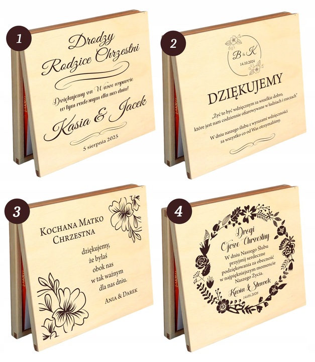 PODZIĘKOWANIE DLA RODZICÓW CHRZESTNYCH NA ŚLUB WESELE Z GRAWEREM IMIONA