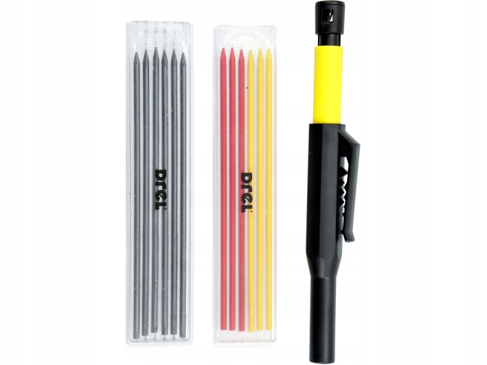 Ołówek stolarski automatyczny rysik budowlany + temperówka + 12szt wkładów