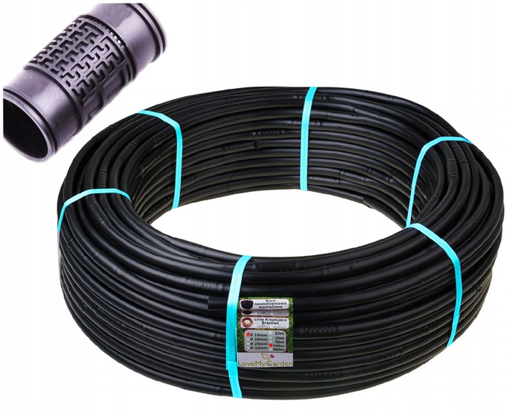 Linia kroplująca Czarna 16mm 33cm rolka 100m z kompensacją Super Wydajna