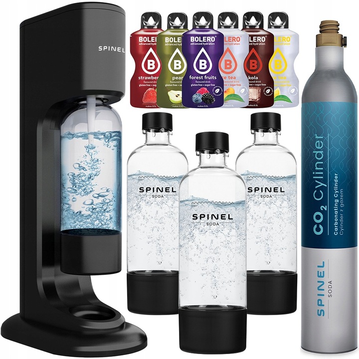 SATURATOR SPINEL SODA BubbleON DO GAZOWANIA WODY - 3 BUTELKI + 6x