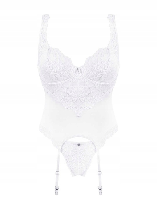 Obsessive Gorset i stringi Amor Blanco białe L/XL