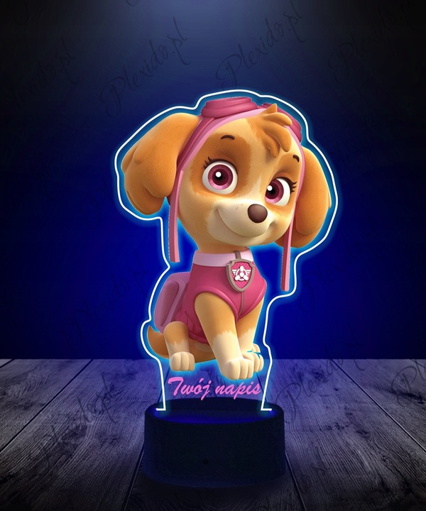 Lampka Nocna z Nadrukiem Dla Dzieci Psi Patrol Skye Bajka Twój Napis 3D LED