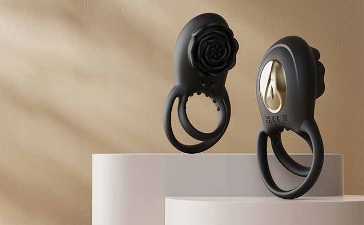 Męski wibrujący pierścień na penisa z różanym stymulatorem łechtaczki 8