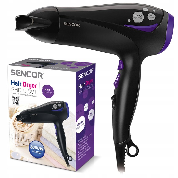 Suszarka do Włosów z Dyfuzorem Czarna Sencor SHD 108VT Jonizacja