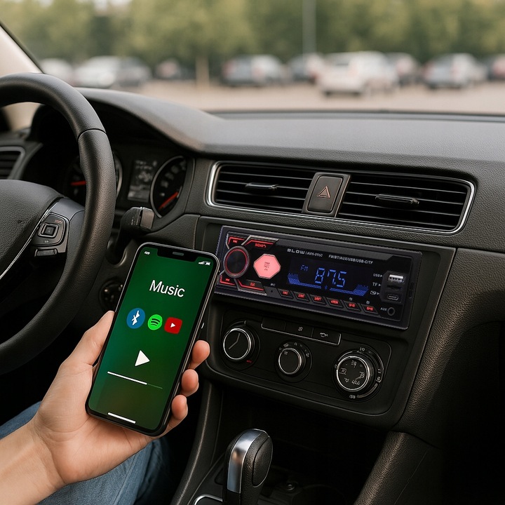RADIO SAMOCHODOWE BLUETOOTH 1-DIN RDS USB-C AUX RCA SD MP3 LCD