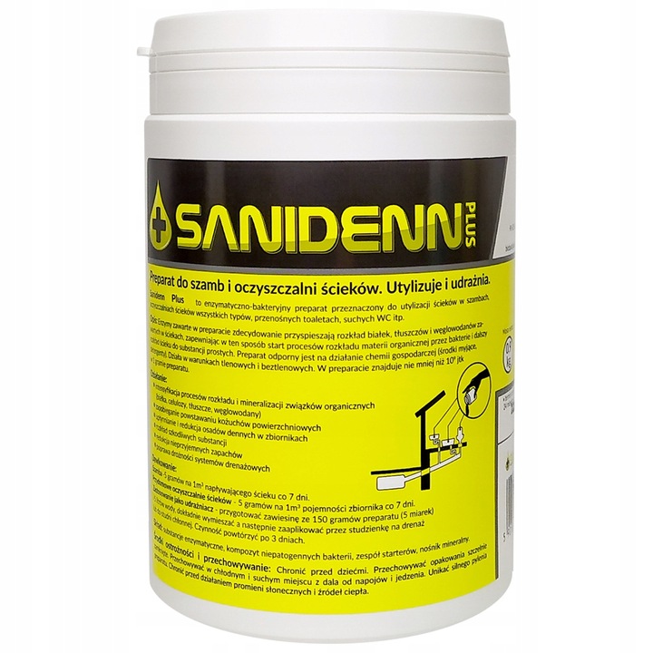 SILNE BAKTERIE do SZAMBA SANIDENN Plus USUWA Zapach Tłuszcz Kożuch na ROK