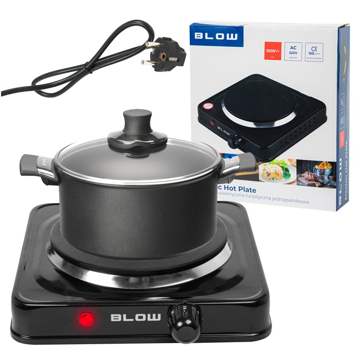 KUCHENKA ELEKTRYCZNA JEDNOPALNIKOWA PRZENOŚNA POLOWA TURYSTYCZNA 1000W