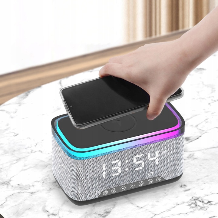 Radio Kuchenne Przenośne Bluetooth Ładowarka Indukcyjna QI Boombox AUX