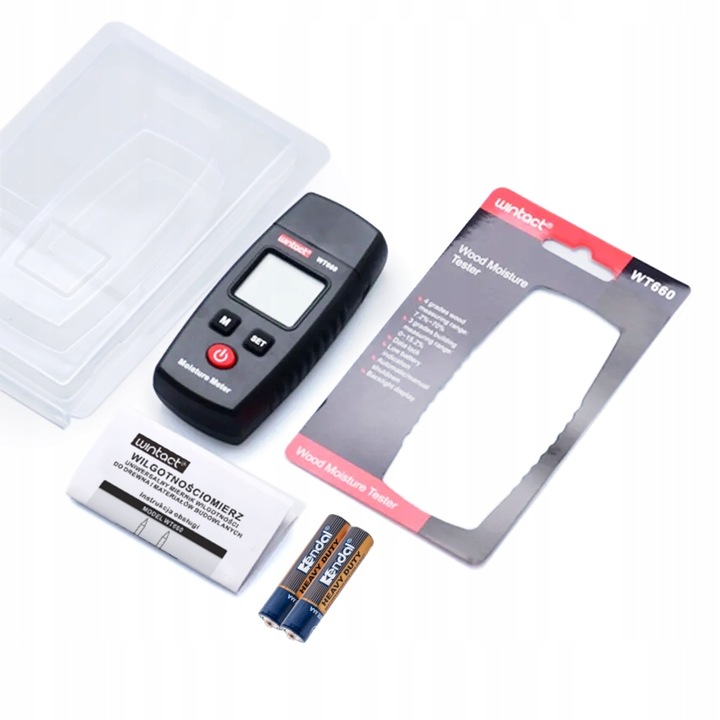 WILGOTNOŚCIOMIERZ MIERNIK WILGOTNOŚCI DREWNA BETONU CEGŁY GIPSU TYNK LCD