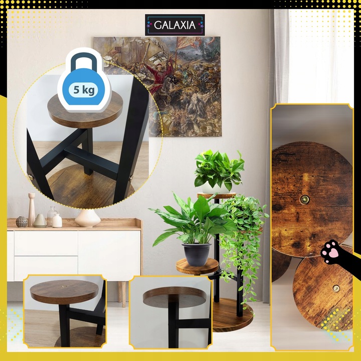 KWIETNIK STOJĄCY Stojak na Kwiaty Kwiatki Rośliny Metalowy Drewniany Loft