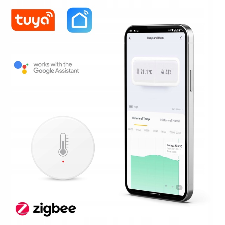 CZUJNIK TEMPERATURY WILGOTNOŚCI WIFI ZIGBEE TUYA SMART TERMOMETR HIGROMETR