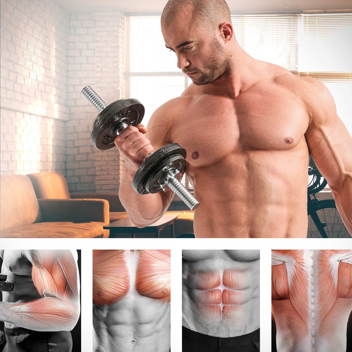 Hantle żeliwne 2x15kg zestaw z przedłużanym gryfem ryflowanym +