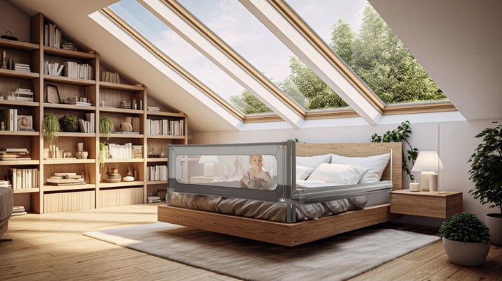 PRIMABOBO Barierka do łózka VELVO 140cm, osłona ochronna dla dzieci